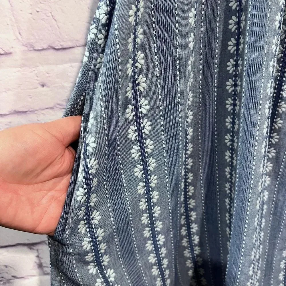 Treasure & Bond Denim Embroidered Puff Sleeve Mini Dress Boho Casual Size XL - Picture 9 of 12